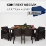Комплект садовой мебели HomlyGreen 3+1+1+2стула+обеденный стол 153х79, с комплектом темно-синих подушек
