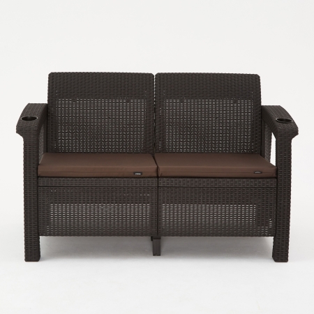 Комплект садовой мебели HomlyGreen 5+2+1+обеденный стол 153х79, с комплектом коричневых подушек