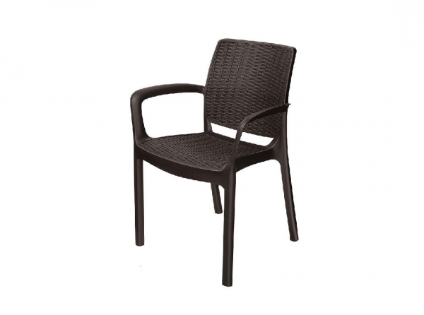 Кресло садовое RODOS искусственный ротанг 59х55х82 см, 1 шт., цвет коричневый