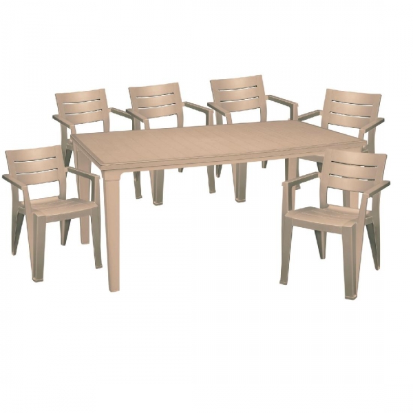 Набор садовой мебели PALERMO, стол большой прямоугольный 1645х930 на 6 персон, 6 стульев, цвет серо-коричневый