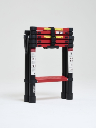 Лестница стремянка телескопическая WORKY BLACK 5+6 ступеней 1,4м+1,7м