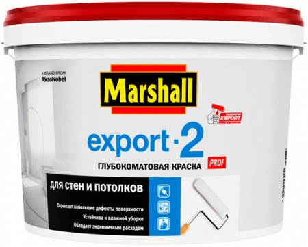 Marshall EXPORT-2 краска водно-эмульсионная латексная для стен и потолка глубокоматовая База BW 2,5л