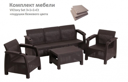 Комплект садовой мебели HomlyGreen Set 3+1+1+Кофейный столик+подушки темно-синего цвета