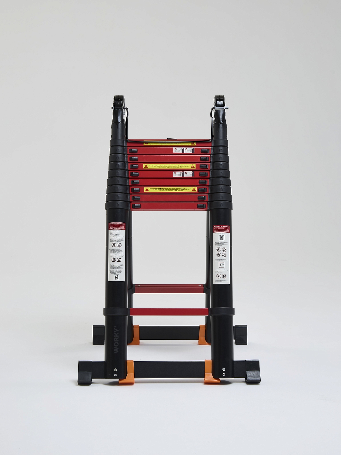 Лестница-стремянка телескопическая WORKY BLACK 4,4м/8,8м, 11+11 ступеней