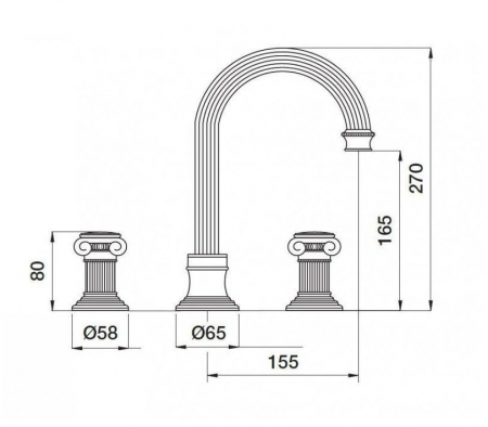 Olimp-BLS2-A-02-Sw Смеситель Cezares Olimp BLS2-A-02-Sw цвет бронза, ручки квадратные Swarovski