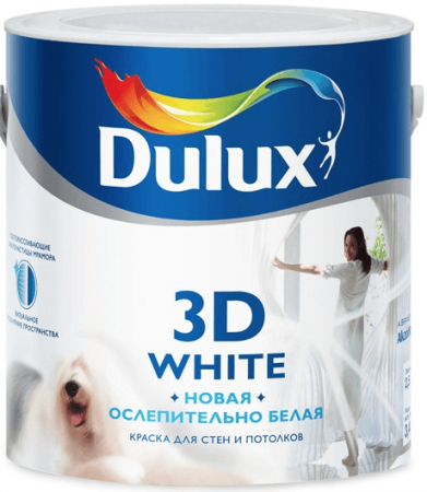 DULUX 3D White бархатистая акриловая краска для стен и потолков 5л белая