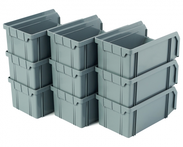 Пластиковый ящик V-1-К9-серый , 172х102х75мм, комплект 9 штук