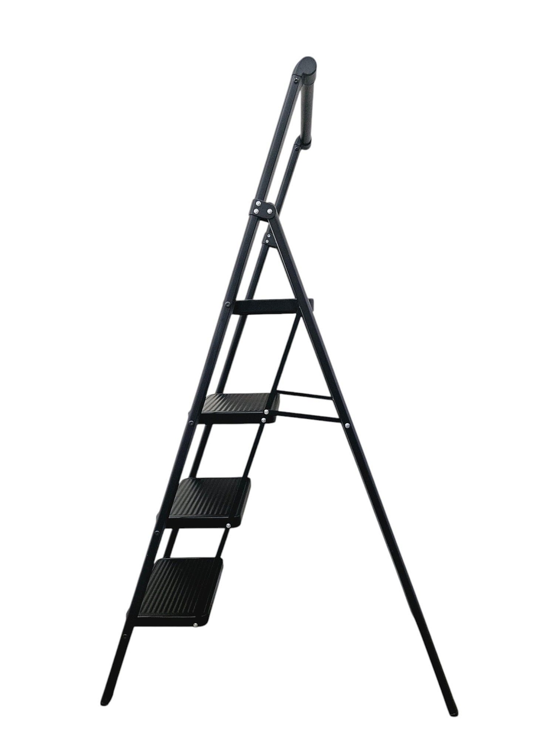 Стремянка стальная, черная 4 широкие ступени