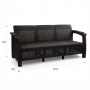 Комплект садовой мебели HomlyGreen (3-х местный диван + Стол 94х94х74см.), искуственный ротанг, мокко, темно-синие подушки