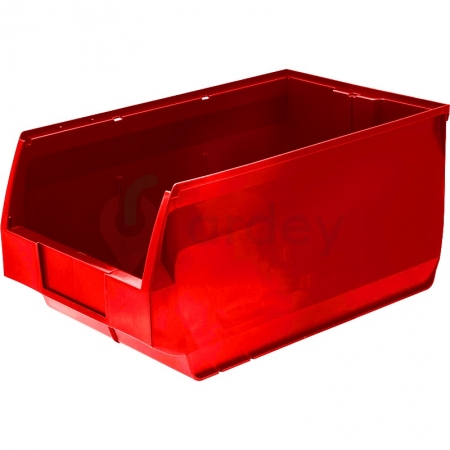 Пластиковый лоток для склада красный, сплошной (250х148х130)