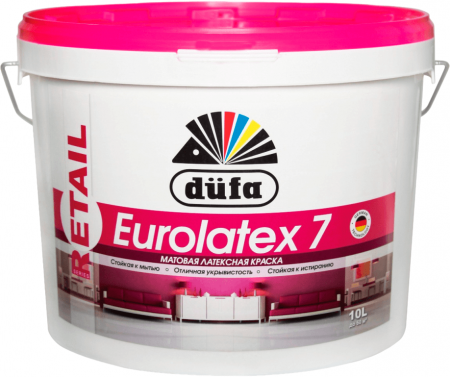 Dufa Краска водно-дисперсионная интерьерная EUROLATEX 7 белая матовая 2,5л