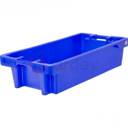 Ящик п/э рыбный конусный с дренажными отверстиями синий (800x450x190)