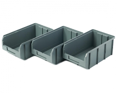 Пластиковый ящик V-3-К3-серый , 342х207х143мм, комплект 3 штуки