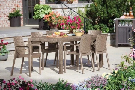 Садовая мебель. Набор RODOS, стол большой прямоугольный 160х95х75, 6 стульев, цвет бежевый