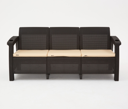 Комплект садовой мебели HomlyGreen 5+3+1+обеденный стол 153х79, с комплектом бежевых подушек