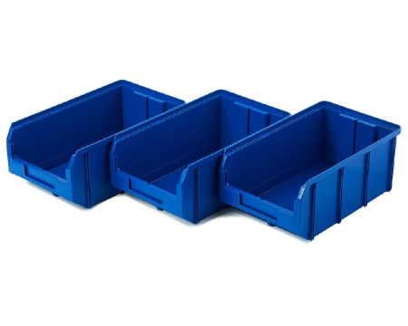 Пластиковый ящик V-3-К3-синий , 342х207х143мм, комплект 3 штуки
