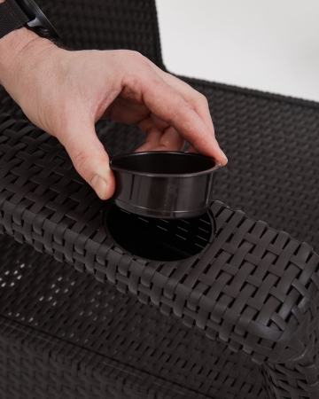 Комплект садовой мебели HomlyGreen Диван угловой и стол обеденный 153х79, мокко (подушки коричневого цвета)