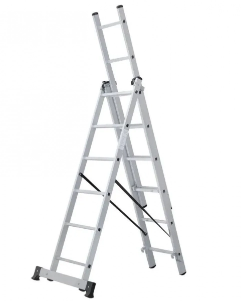Лестница универсальная трехсекционная WORKY 3х6, высота 1.74/2.59/3.46 м