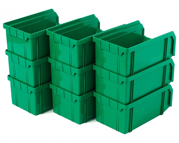 Пластиковый ящик V-1-К9-зеленый , 172х102х75мм, комплект 9 штук
