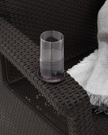 Комплект садовой мебели HomlyGreen Диван угловой и стол обеденный 153х79, мокко (подушки коричневого цвета)