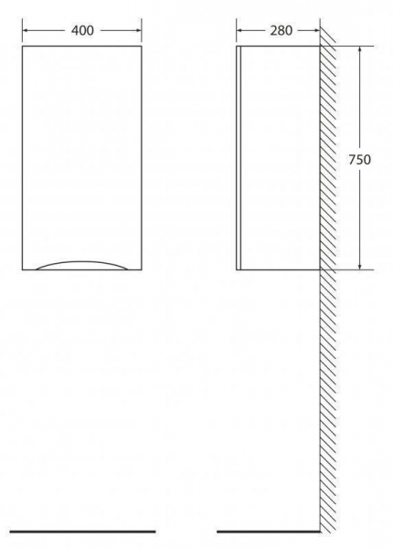Шкаф подвесной BelBagno FLY-MARINO-750-1A-SC-BL-P-R, 40 х 30 х 75 см, Bianco Lucido/белый глянец, правосторонний