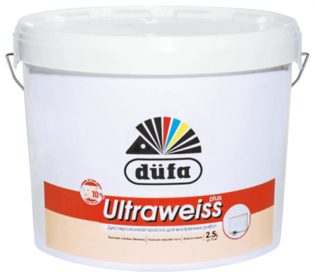 Dufa Краска водно-дисперсионная интерьерная ULTRAWEISS PLUS белая глубокоматовая 2,5л
