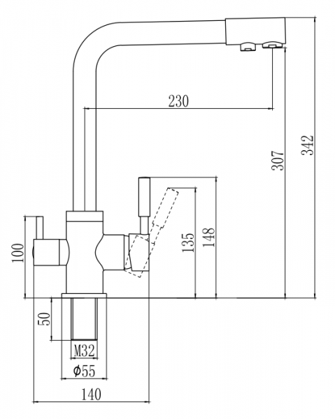 Смеситель для кухонной мойки под фильтр питьевой воды Savol S-L1801H-1