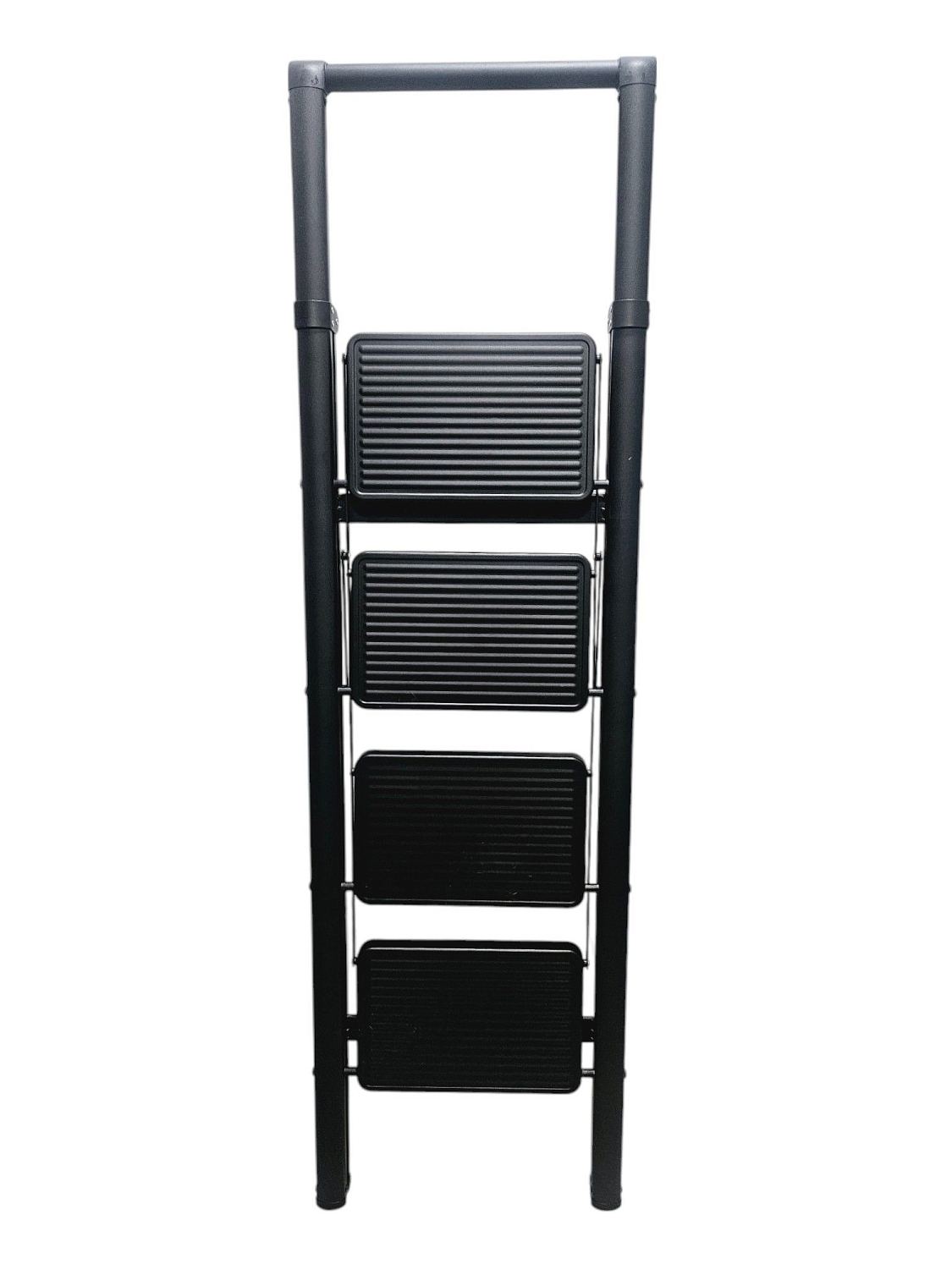 Стремянка стальная, черная 4 широкие ступени