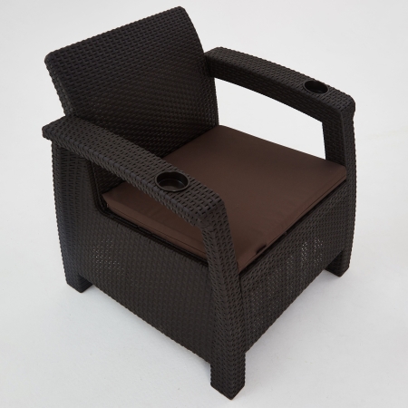 Комплект садовой мебели HomlyGreen 5+2+1+обеденный стол 153х79, с комплектом коричневых подушек