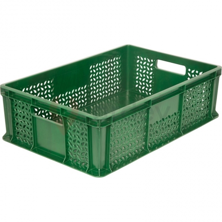 Пластиковый ящик универсальный перфорированный, дно сплошное 400х300х120 (Зеленый)