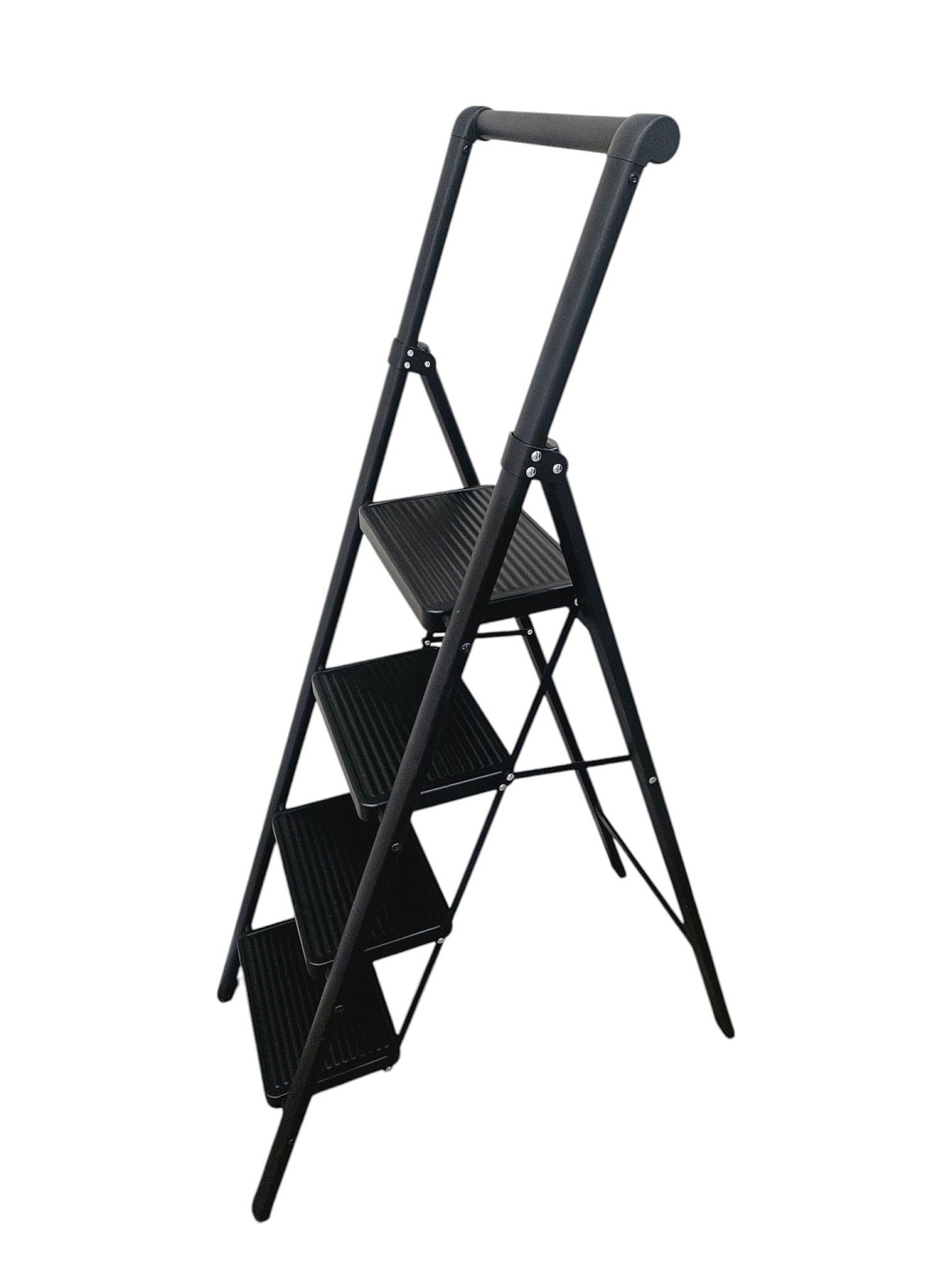 Стремянка стальная, черная 4 широкие ступени