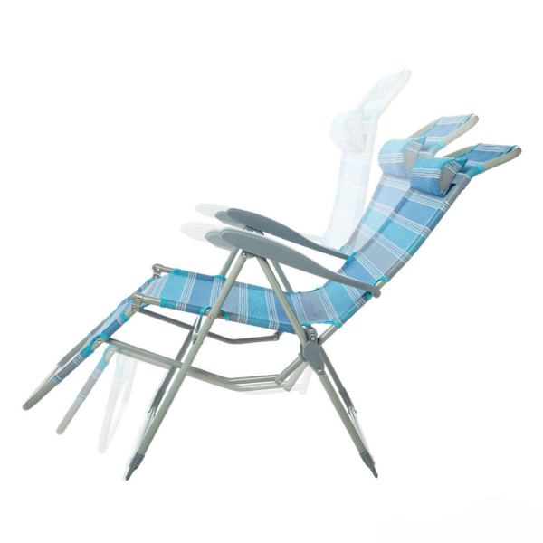 Кресло шезлонг для дачи, голубой. Складной шезлонг садовый