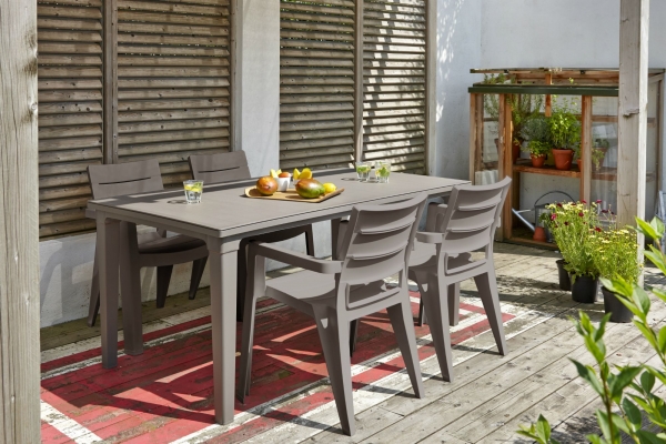 Комплект садовой мебели PALERMO, стол большой прямоугольный 1645х930, 4 стула, цвет графит