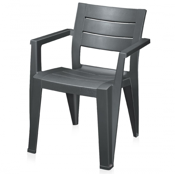 Кресло садовое PALERMO искусственный ротанг 57х63х78 см, набор 4 шт., цвет графит