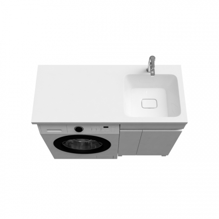 Тумба с умывальником напольная для стиральной машины с дверцами, 110 см, левая, белая, IDDIS Optima Home