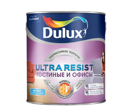 Краска Dulux Ultra Resist для Гостиной и офиса матовая база BC 2,25л