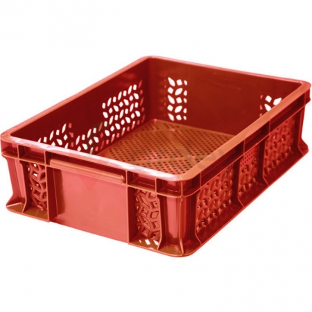 Пластиковый ящик универсальный перфорированный, 400х300х120 (Красный)
