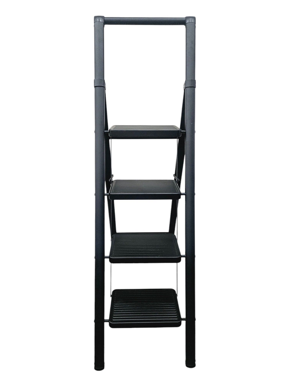 Стремянка стальная, черная 4 широкие ступени