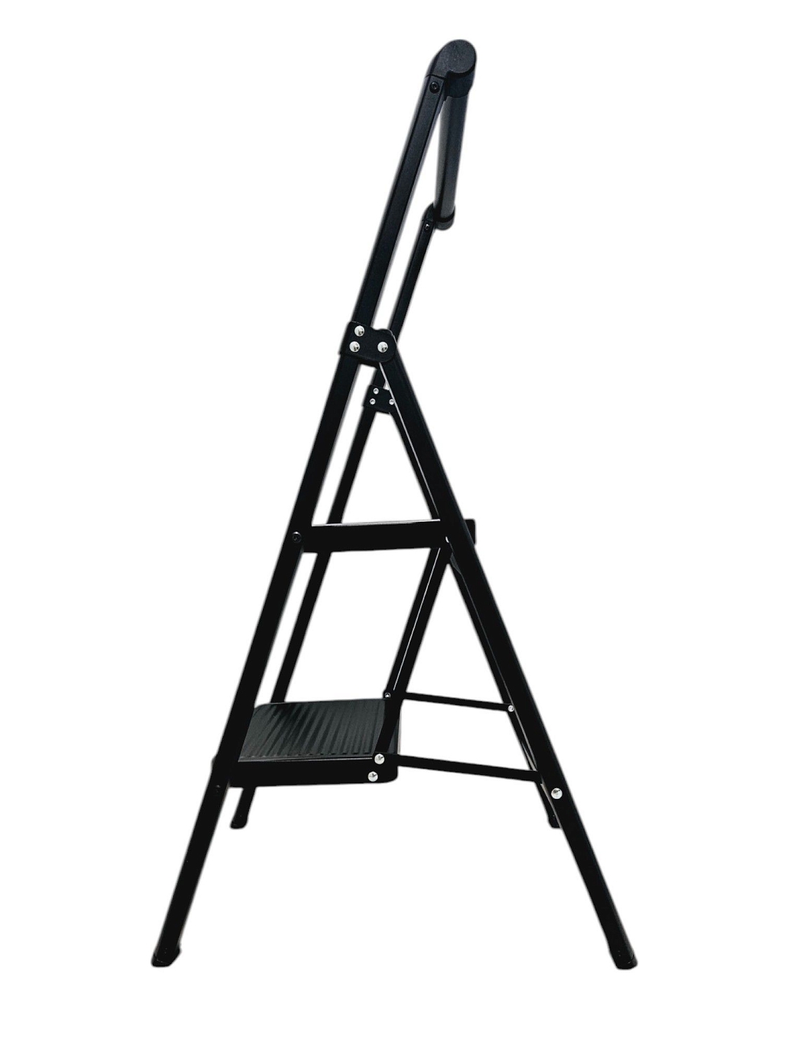 Стремянка стальная, черная 2 широкие ступени