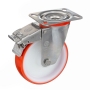 Колесо Tellure Rota 606602 поворотное с тормозом, диаметр 100мм, грузоподъемность 170кг, термопластичный полиуретан, полиамид