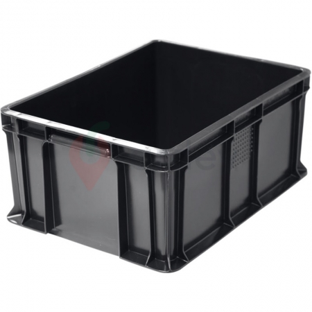 Пластиковый ящик универсальный сплошной, 400х300х180 (Черный)