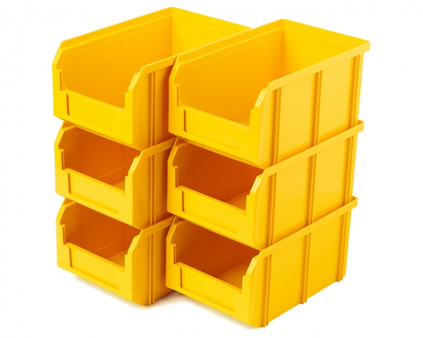 Пластиковый ящик V-2-К6-желтый , 234х149х120мм, комплект 6 штук