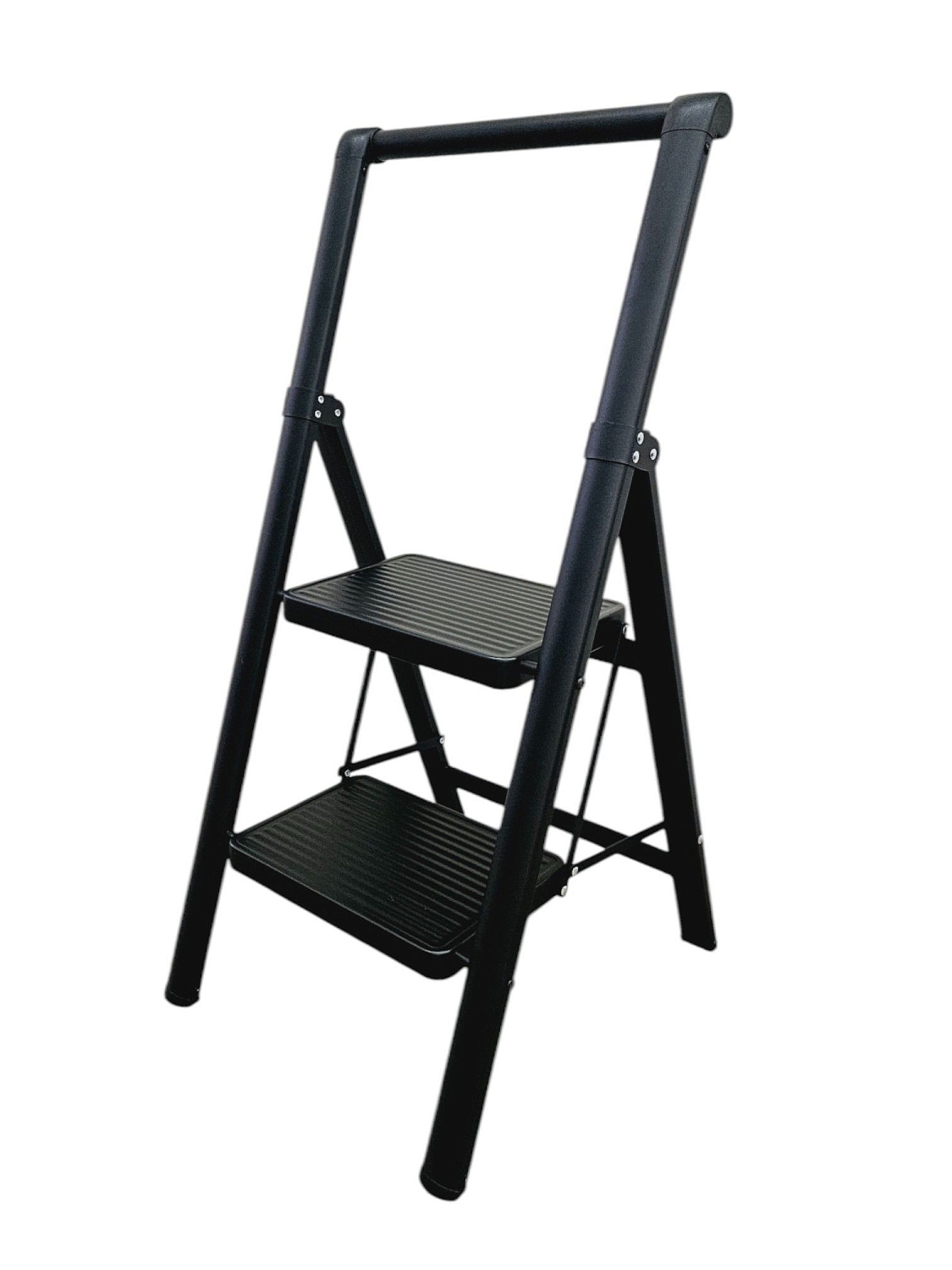 Стремянка стальная, черная 2 широкие ступени