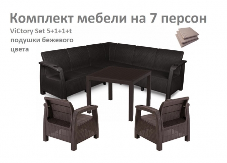 Комплект садовой мебели HomlyGreen Set 5+1+1+Стол 94х94х74см.+подушки темно-синего цвета