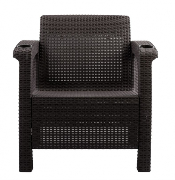 Садовое кресло, искусственный ротанг, мокко (+подушка коричневая) 73х70х79 см.