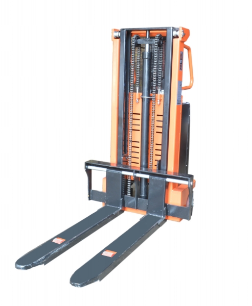 Штабелер полу-электрический, 1500кг, регулир.ширина вил 340-850*1150, Hmax=1600мм
