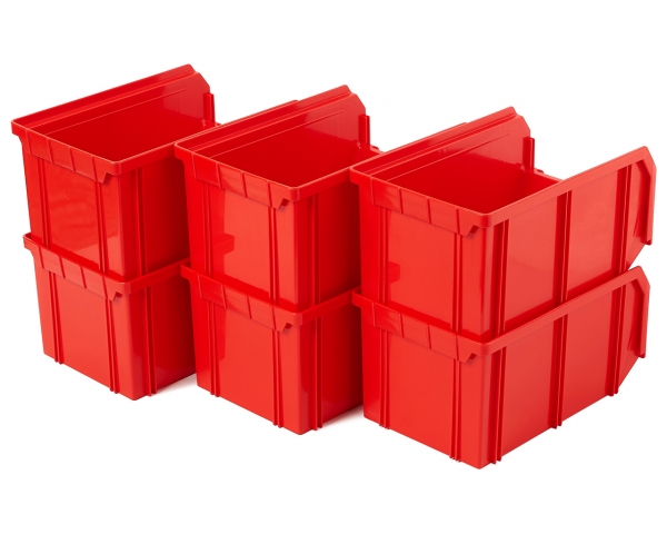 Пластиковый ящик V-2-К6-красный , 234х149х120мм, комплект 6 штук
