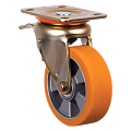 Большегрузное полиуретановое колесо с поворотным кронштейном и тормозом ED01 ABP F