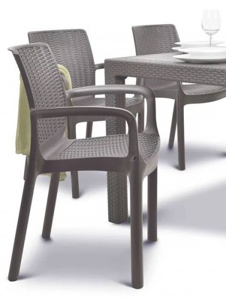 Садовая мебель. Набор RODOS, стол большой прямоугольный 160х95х75, 4 стула, цвет бежевый