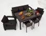 Комплект садовой мебели из ротанга Set 3+1+1+2стула+обеденный стол 160х95, с комплектом красных подушек